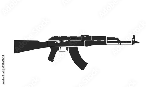 kalashnikov assault rifl icon. firearm, army and weapon symbol. isolated vector image for military concepts