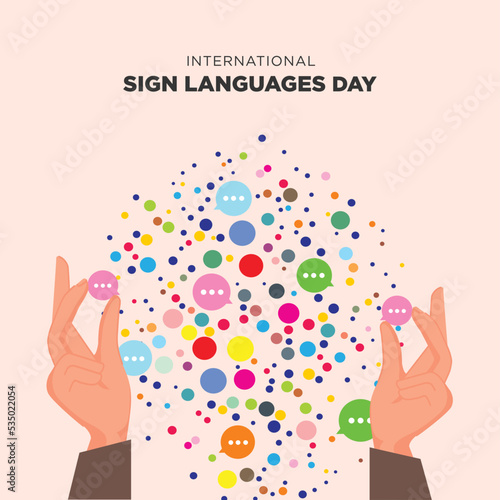 International day of sign language awareness. Modern social media sign language post. world sign language day. Vector illustration. Sign languages celebration. Week of the deaf. Poster. Love. Hand.