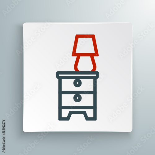 Line Furniture nightstand with lamp icon isolated on white background. Colorful outline concept. Vector