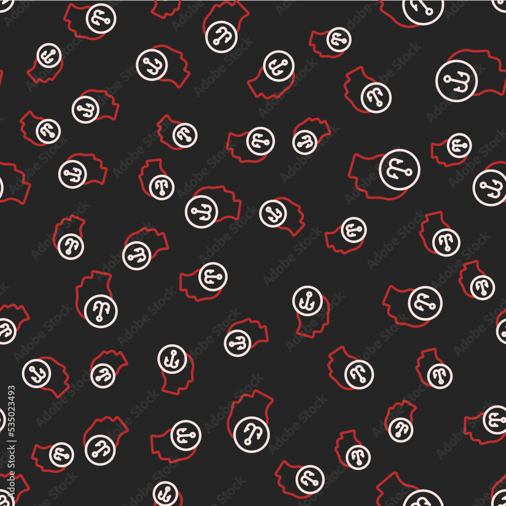 Line Camping portable folding chair icon isolated seamless pattern on black background. Rest and relax equipment. Fishing seat. Vector Line Camping portable folding chair icon isolated seamless pattern on black background. Rest and relax equipment. Fishing seat. Vector
