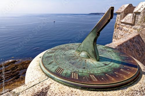 Ancient sundial on Castle St Michael Mount - Cornwall, England photo