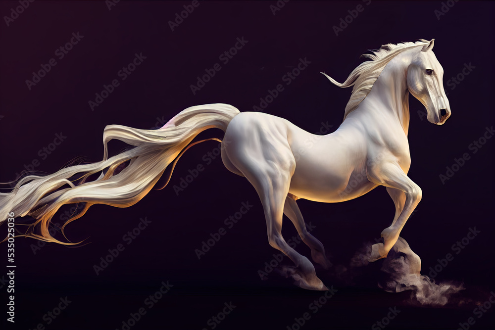 Naklejka premium White horse galloping