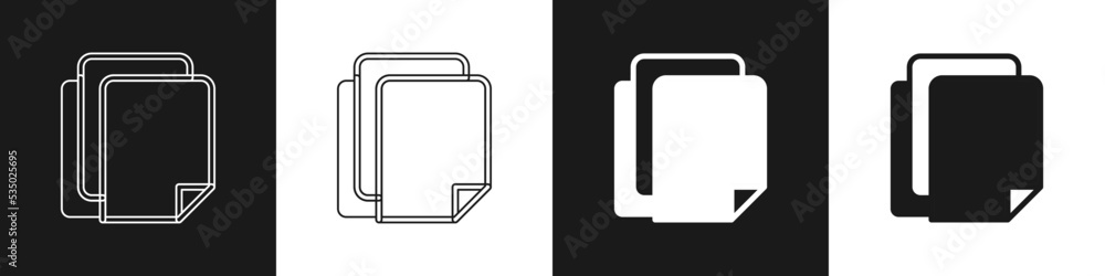 Set File document icon isolated on black and white background. Checklist icon. Business concept. Vector Set File document icon isolated on black and white background. Checklist icon. Business concept. Vector