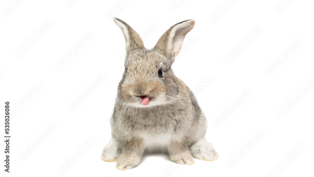 Cute bunny. Vector illustration of a cute yellow Easter bunny isolated on a white background.	