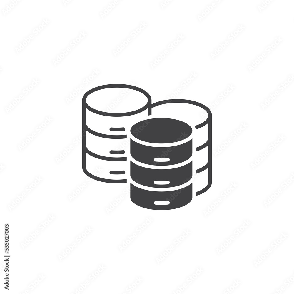 Database thin line icons. Vector illustration isolated on white. Editable stroke. Database thin line icons. Vector illustration isolated on white. Editable stroke.
