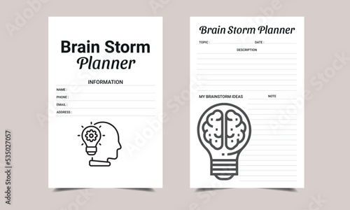 Brain Storm planner KDP Interior design. Printable logbook