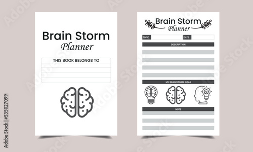 Brain Storm planner KDP Interior design. Printable logbook