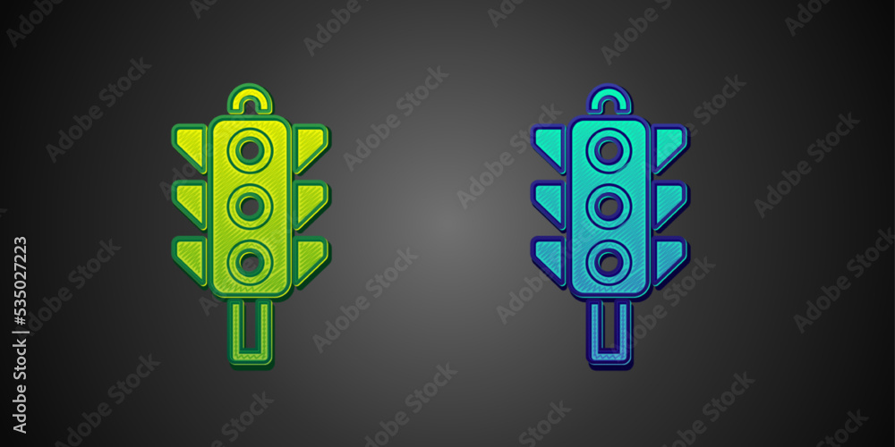 Green and blue Traffic light icon isolated on black background. Vector Green and blue Traffic light icon isolated on black background. Vector