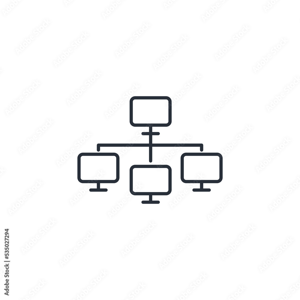 local network thin line icons. Vector illustration isolated on white. Editable stroke.
