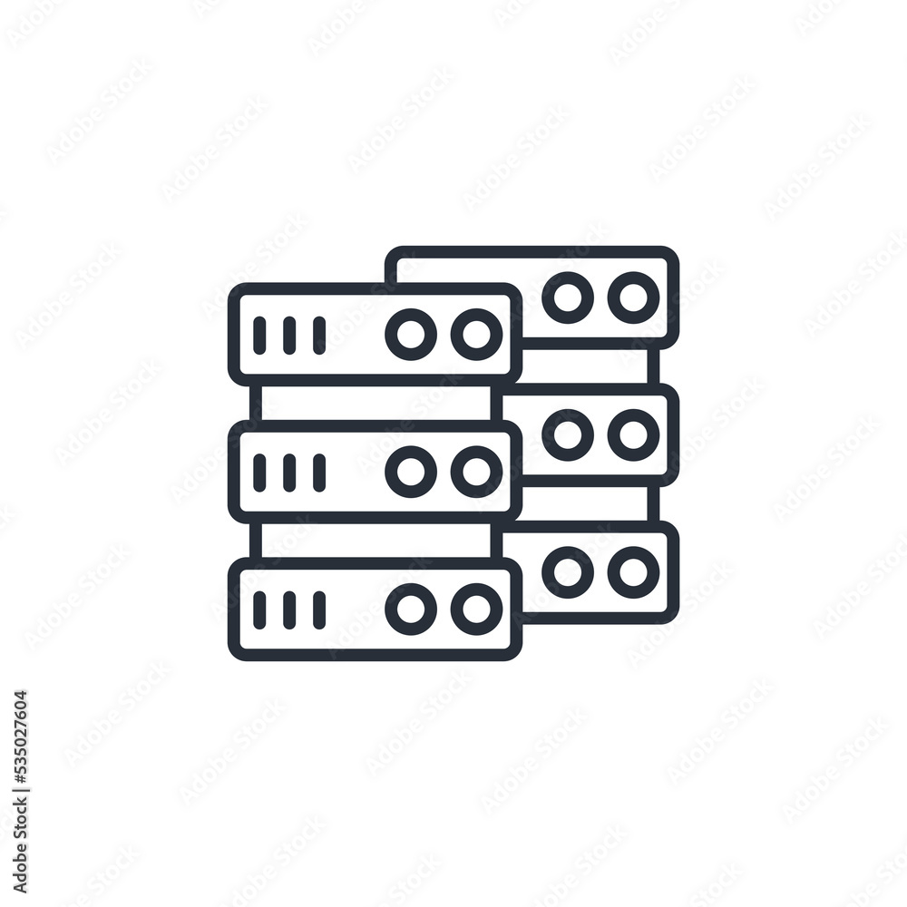 Server thin line icons. Vector illustration isolated on white. Editable stroke. Server thin line icons. Vector illustration isolated on white. Editable stroke.