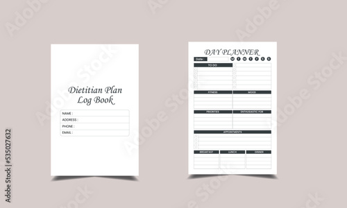 dietitian plan log book KDP Interior design. Printable logbook