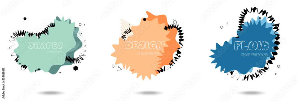 Abstract colorful blobs set.Set of isolated abstract aqua spot with gradient or dynamic color.Abstract liquid shape. Fluid design. Isolated gradient waves with geometric lines,Vector illustration. Abstract colorful blobs set.Set of isolated abstract aqua spot with gradient or dynamic color.Abstract liquid shape. Fluid design. Isolated gradient waves with geometric lines,Vector illustration.