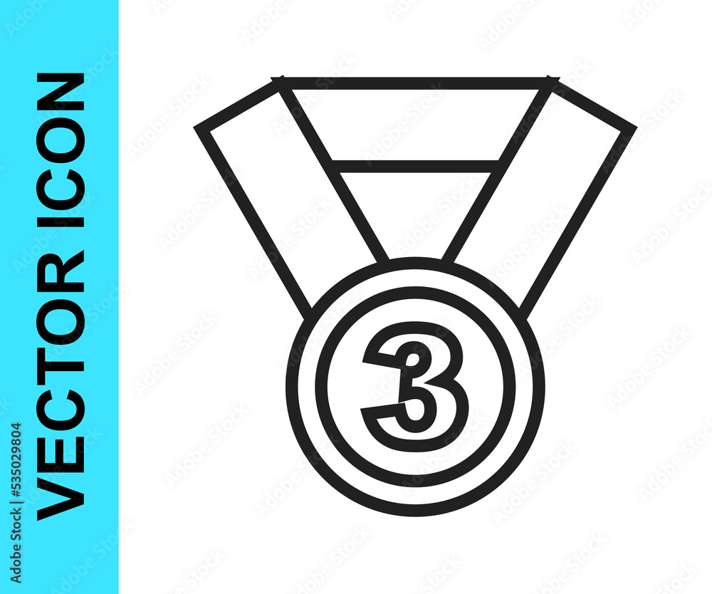 Black line Medal icon isolated on white background. Winner symbol. Vector Black line Medal icon isolated on white background. Winner symbol. Vector