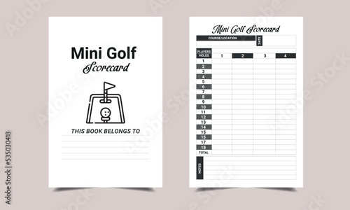 mini golf log book KDP Interior design.  Printable logbook