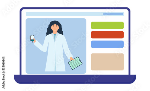 Online appointment with a doctor, Appointment with a doctor using a computer, Appointment for tests to check health