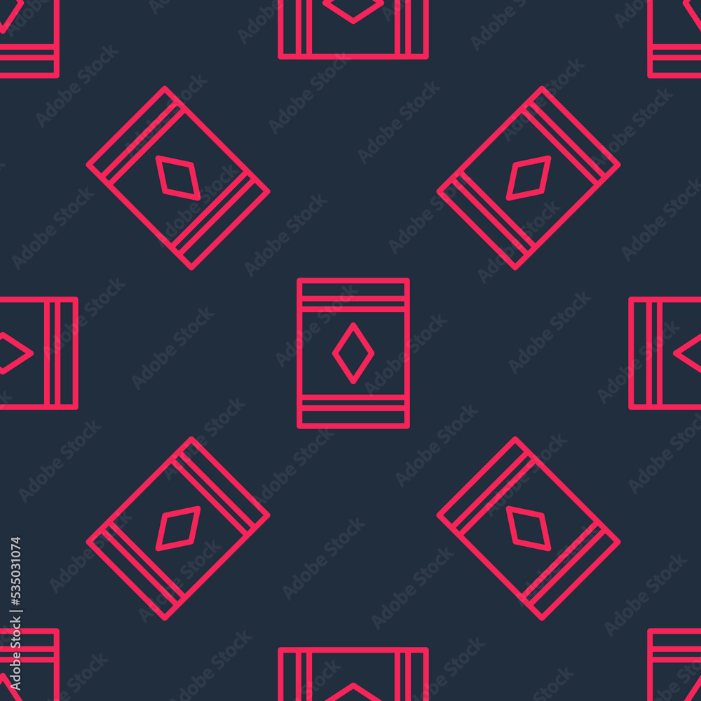Red line Magic carpet icon isolated seamless pattern on black background. Vector Red line Magic carpet icon isolated seamless pattern on black background. Vector