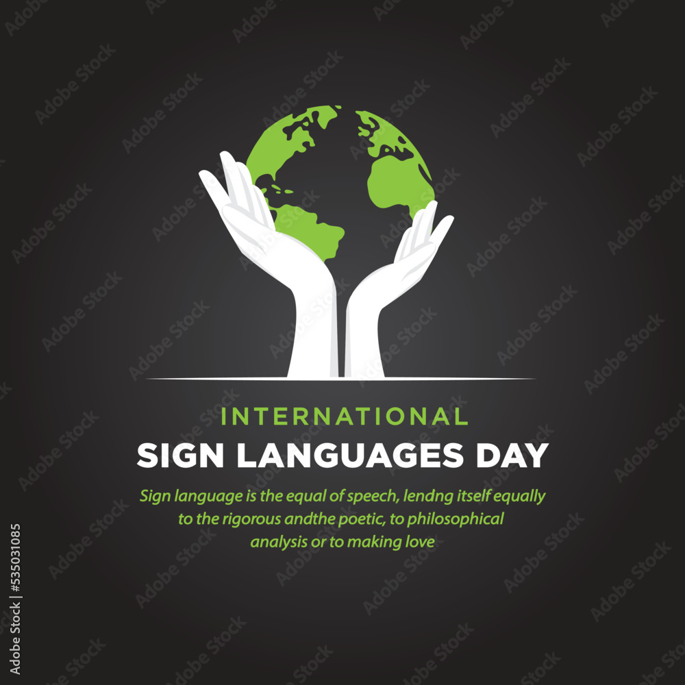 International day of sign language awareness. Modern social media sign ...