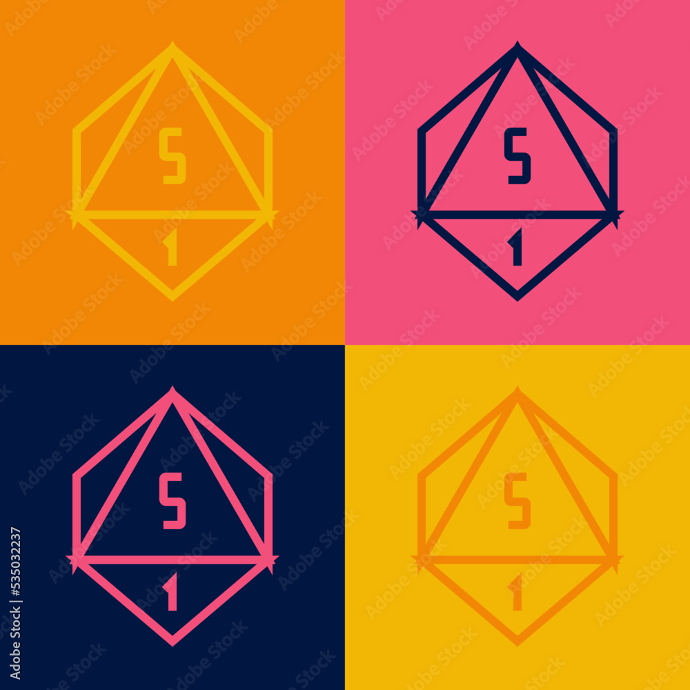 Pop art line Game dice icon isolated on color background. Casino gambling. Vector Pop art line Game dice icon isolated on color background. Casino gambling. Vector