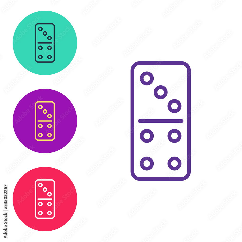 Set line Domino icon isolated on white background. Set icons colorful. Vector Set line Domino icon isolated on white background. Set icons colorful. Vector