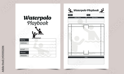 Waterpolo Playbook KDP Interior design.  Printable logbook