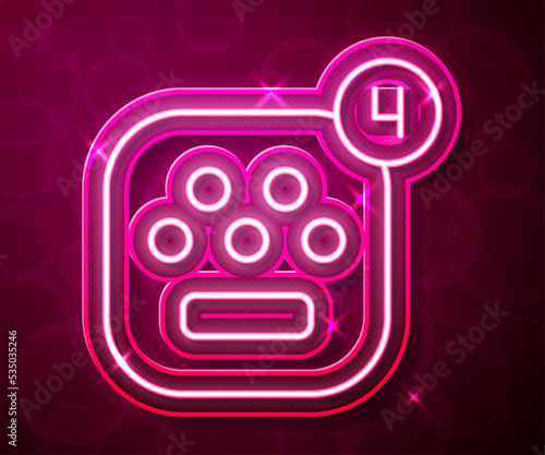 Glowing neon line Taxi mobile app icon isolated on red background. Mobile application taxi. Vector