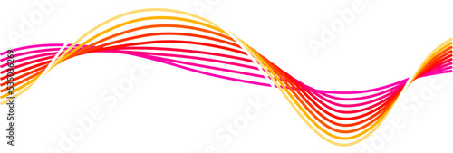 Color sound wave. Neon audio frequency. Electronic music graphic element. Abstract line motion. Energy flow. Digital equalizer. Beats amplitude. Musical technology. Vector waveform border