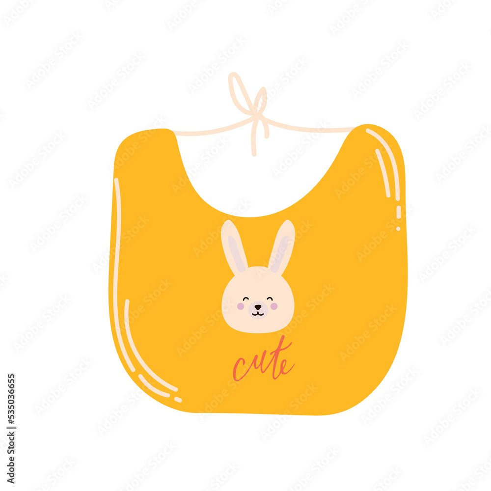 orange baby bib isolated on white icon