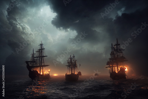 Fighting pirates ships