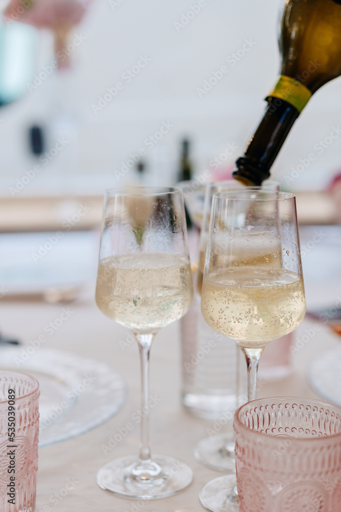 champagne bottle and glasses