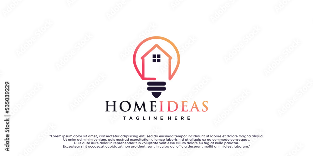 Home and bulb logo combination with line art style. line logo with building icons Premium Vector Home and bulb logo combination with line art style. line logo with building icons Premium Vector