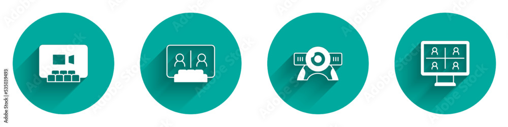 Set Video chat conference, Web camera and icon with long shadow. Vector Set Video chat conference, Web camera and icon with long shadow. Vector
