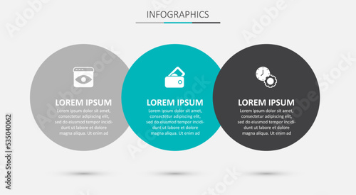 Set Wallet with money, Personal information collection and Time management. Business infographic template. Vector