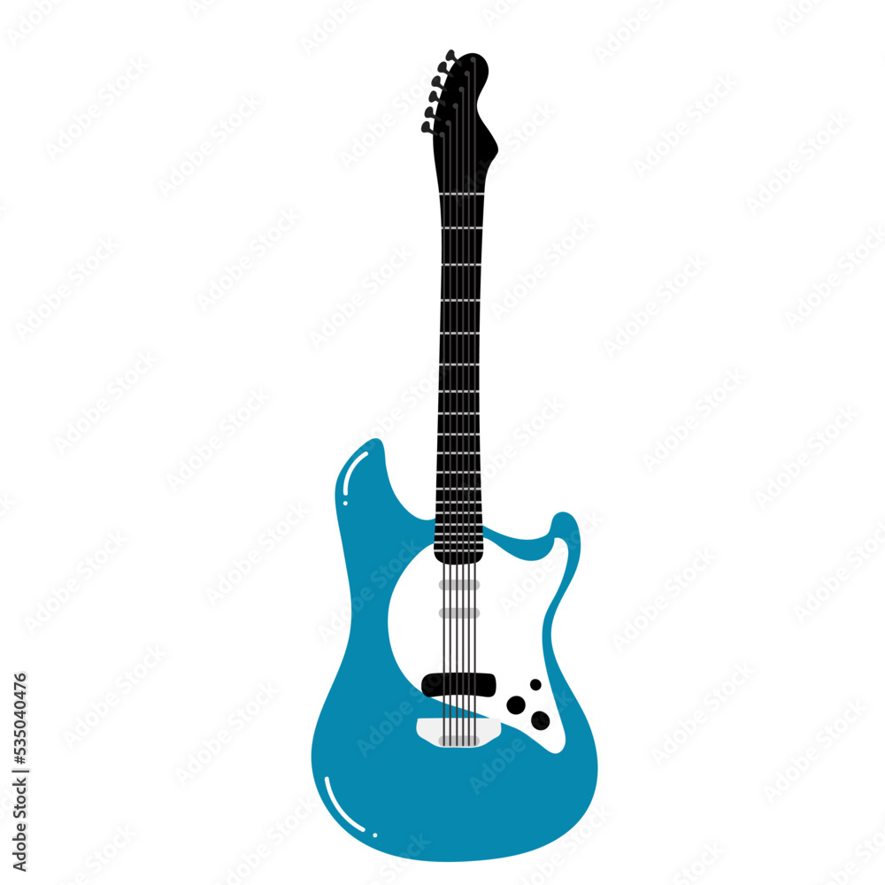 Electric and acoustic guitar set. Vector flat illustration. Isolated on white background