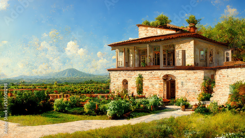 Tuscany - Landscape Panorama, Hills and Villa, Toscana - Italy