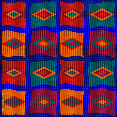  Ornament  is made in bright, juicy, perfectly matching colors. Ornament, mosaic, ethnic, folk pattern.