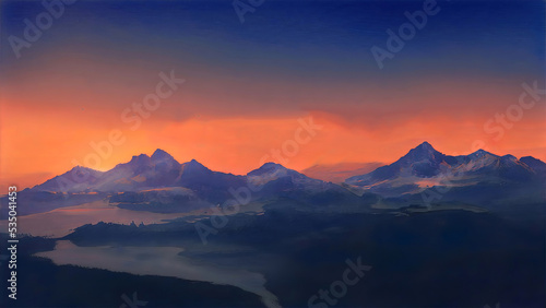 sunrise in the mountains © Exordium_Fractal