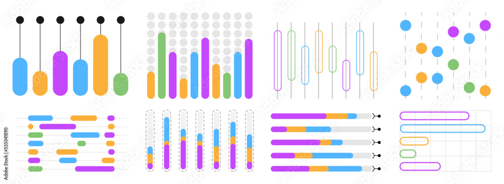 Interface graph web set vector. Dot bar illustration. Pie charts diagrams and graphs for website. Interface graph web set vector. Dot bar illustration. Pie charts diagrams and graphs for website.