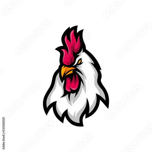 chicken rooster head mascot sport esport logo template