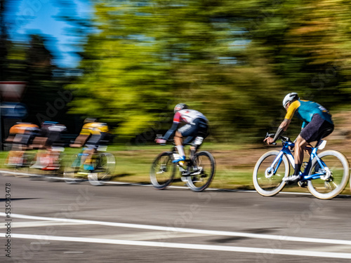 Cyclists in a race (panning technique)