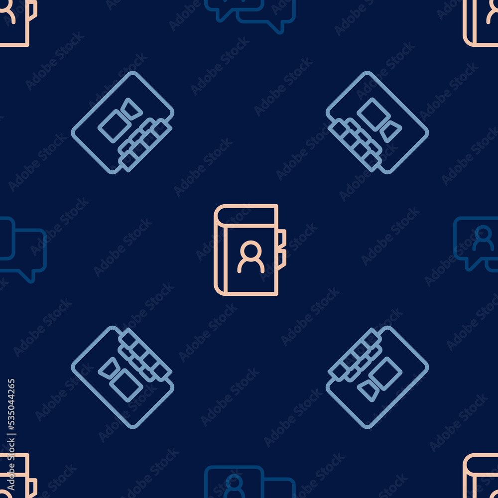 Set line Speech bubble chat, Video conference and Phone book on seamless pattern. Vector Set line Speech bubble chat, Video conference and Phone book on seamless pattern. Vector