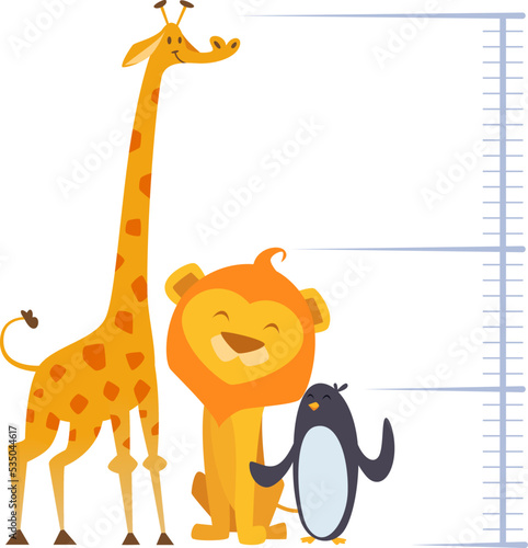 Growth check. animals of different heights for kids measures