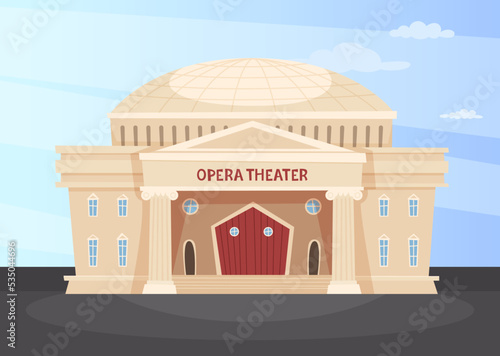 Opera building. authentic architectural object theatre building. vector templates