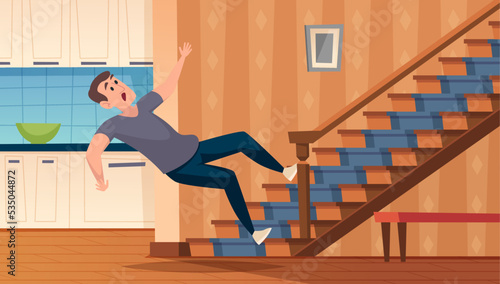 Home accidents. Household injuries situation attention damaged conceptual background exact vector illustration