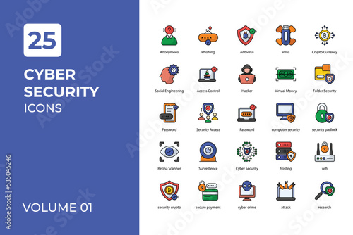 Cyber security icons collection.