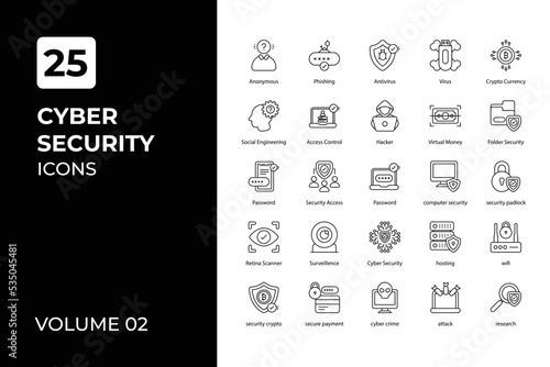 Cyber security icons collection.