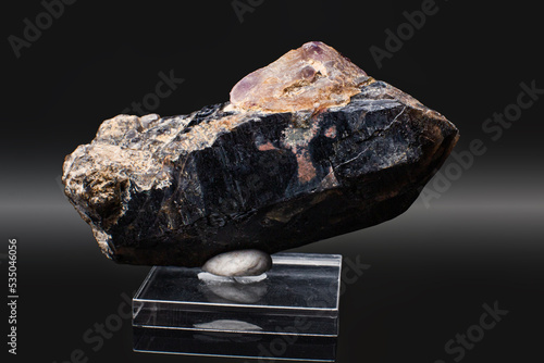 A wonderful item from the mineralogical collection. Fluorite mineral crystal on a black background.