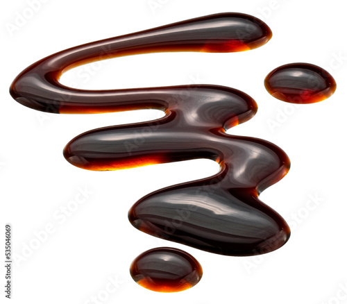 Tableau sur toile Balsamic sauce, flowing salad vinegar isolated on white background