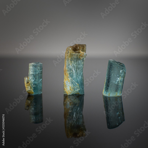 A wonderful item from the mineralogical collection. Beryl mineral crystal on a dark background.