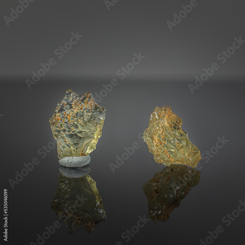 A wonderful item from the mineralogical collection. Beryl mineral crystal on a dark background.