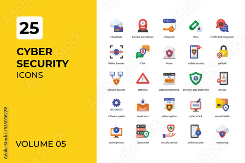 Cyber security icons collection.